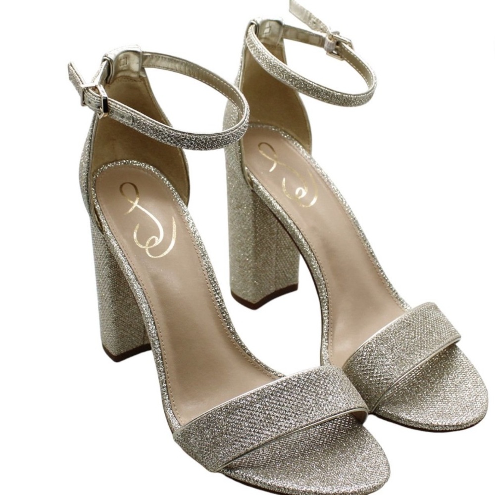 Sam Edelman Yaro Ankle Strap Sandal Heel (Jute Glam Mesh 1) (Size 9.5 US)
